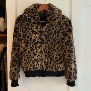 Banana Republic Animal Print Teddy Jacket